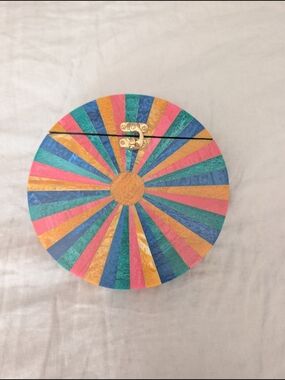Ramla Handmade Resin Mosaic Sunburst Clutch Bag Round Multi Color Art Deco